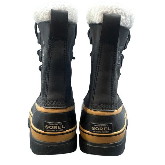 Sorel Caribou Boots Women 6 Black Waterproof Winter Snow Insulated Leather Work - Picture 5 of 14